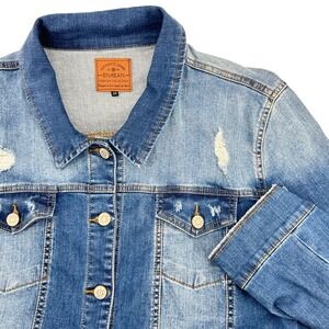ENJEAN Denim‎ Jacket Womens 2XL Premium Collection Distressed Medium Wash